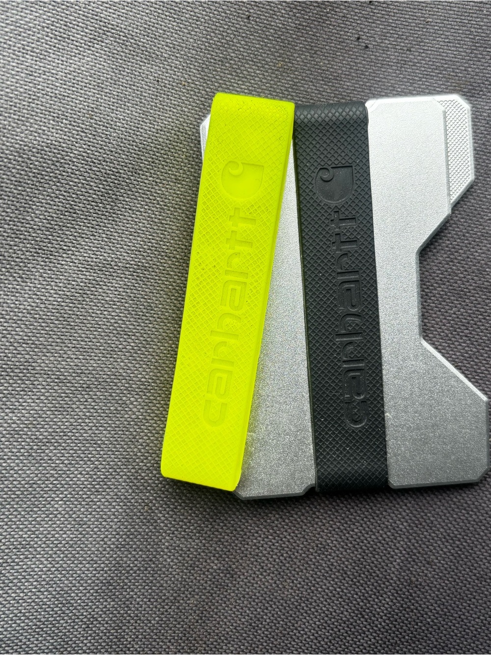 Carhartt Slim Metal Wallet with Neon Yellow and Black Elastic Bands
